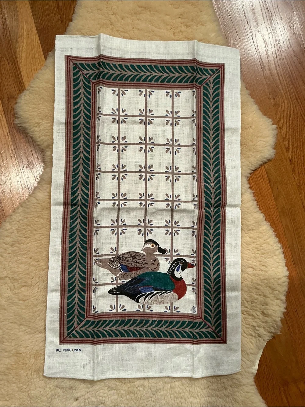Set of vintage linen kitchen towels